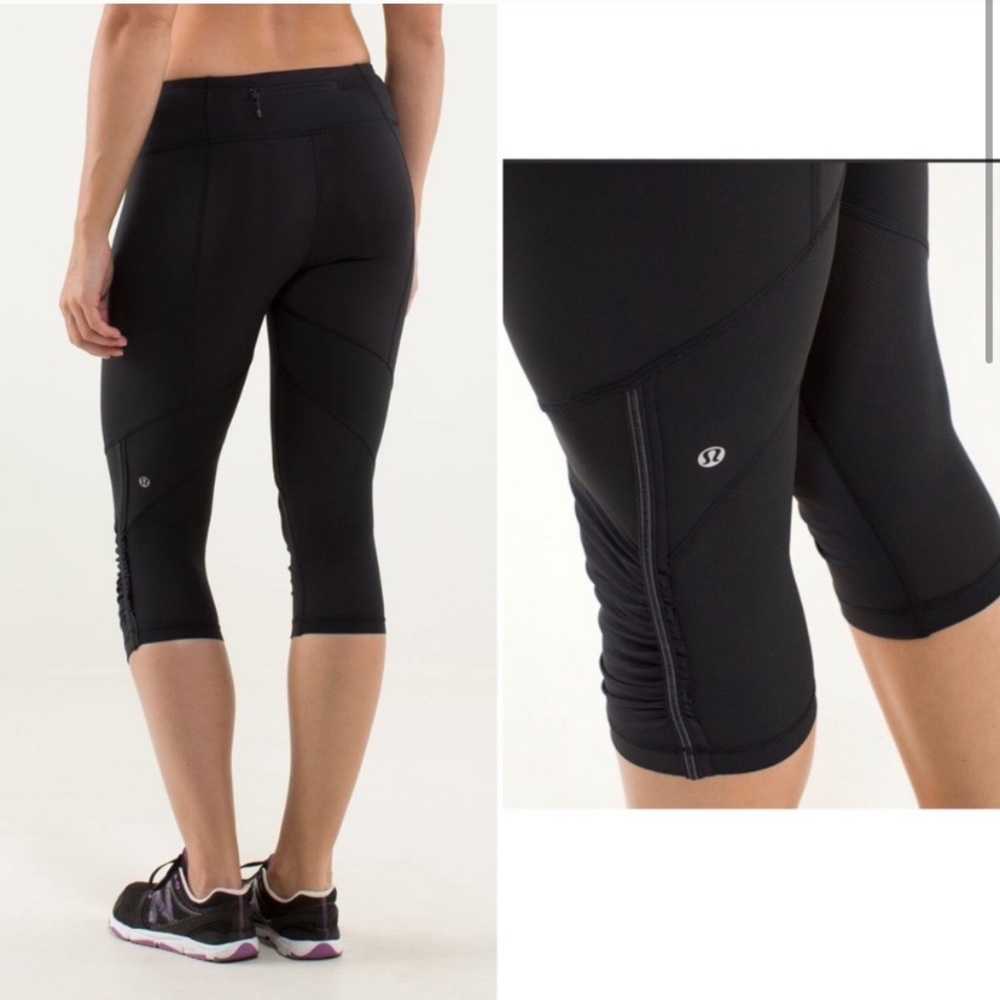 Lululemon Black Run For Your Life Crop Leggings - Picture 1 of 5